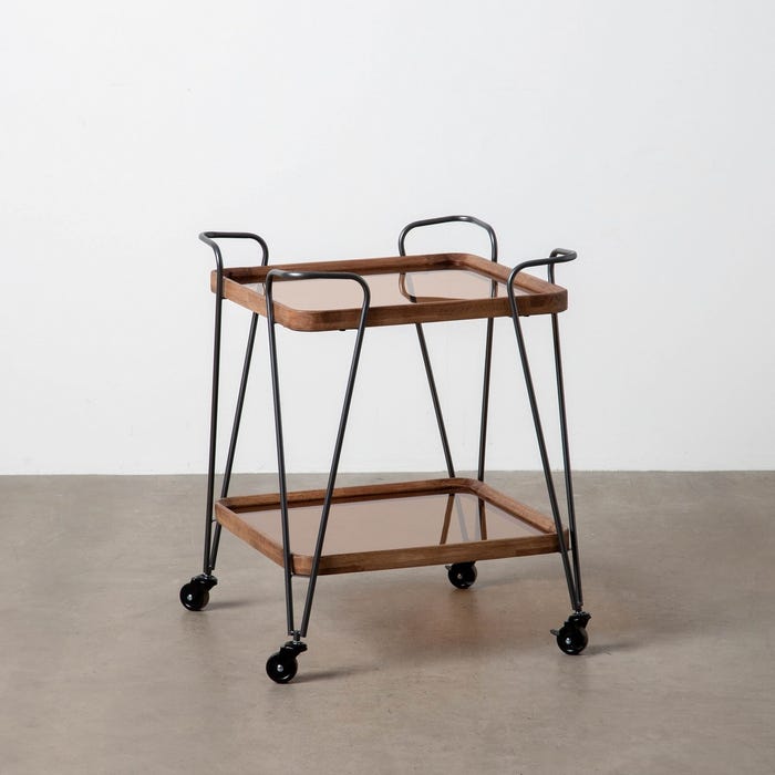 Camarera Natural-Negro Metal-Cristal 50 X 50 X 65 Cm