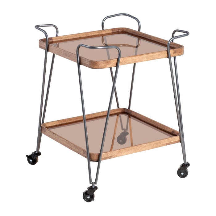 Camarera Natural-Negro Metal-Cristal 50 X 50 X 65 Cm