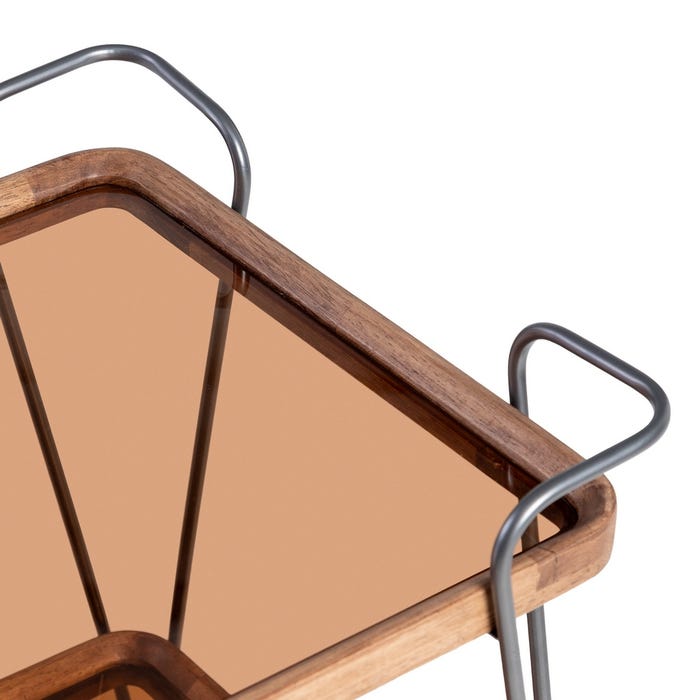 Camarera Natural-Negro Metal-Cristal 50 X 50 X 65 Cm