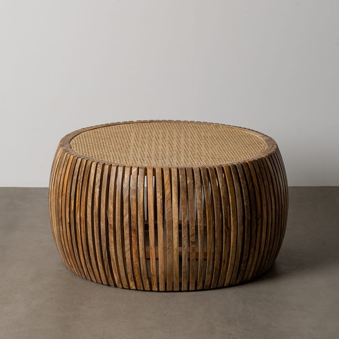 Mesa Centro Madera-Ratán Salón 75 X 75 X 43 Cm