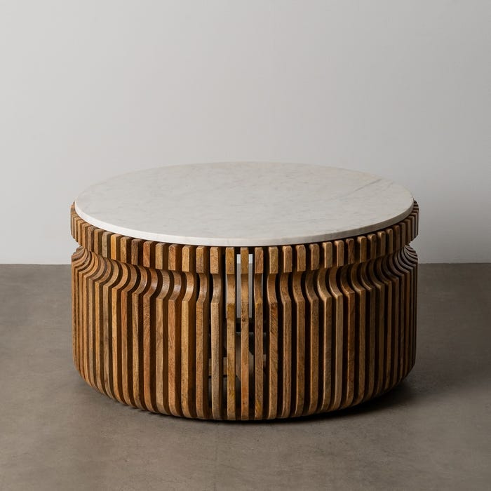 Mesa Centro Madera-Mármol Salón 80 X 80 X 42 Cm