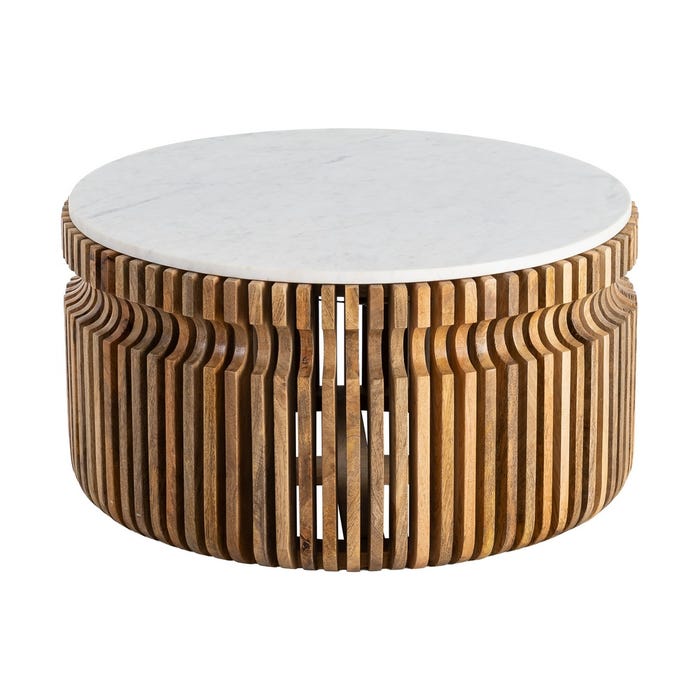 Mesa Centro Madera-Mármol Salón 80 X 80 X 42 Cm