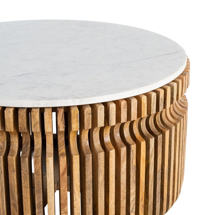 Mesa Centro Madera-Mármol Salón 80 X 80 X 42 Cm