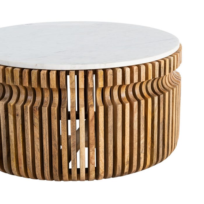 Mesa Centro Madera-Mármol Salón 80 X 80 X 42 Cm