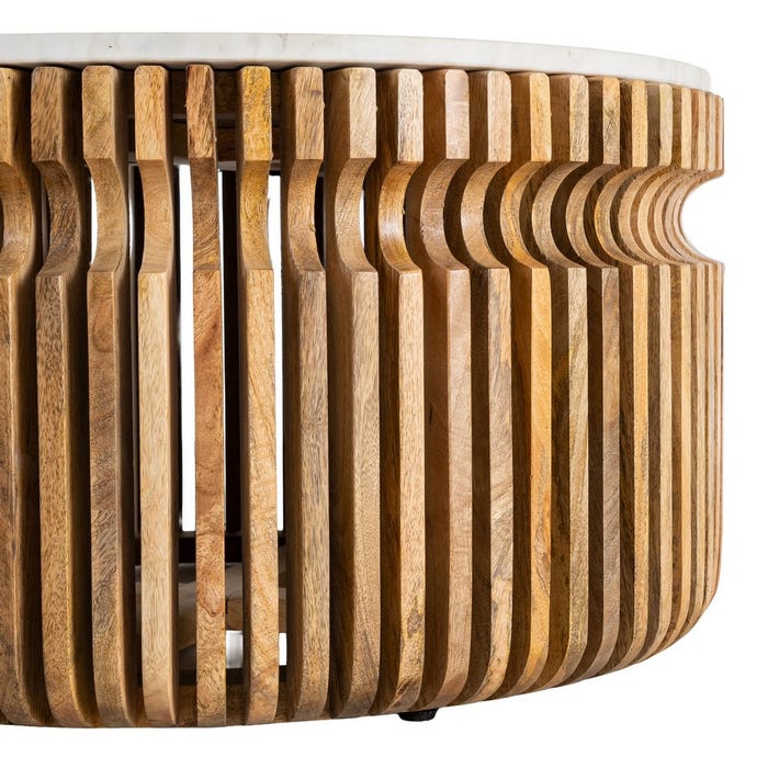 Mesa Centro Madera-Mármol Salón 80 X 80 X 42 Cm