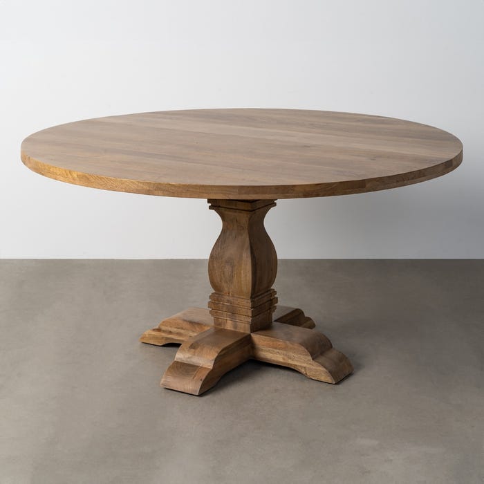 Mesa Comedor Madera De Mango Salón 150 X 150 X 76 Cm