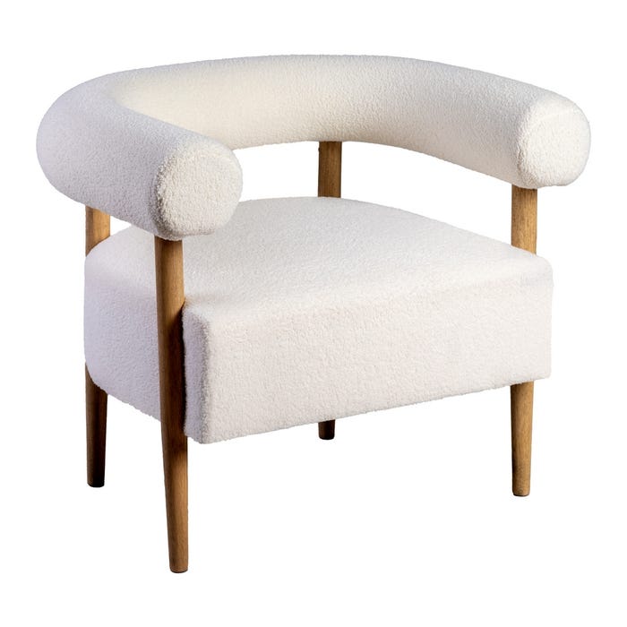 Sillón Beige Tejido-Madera Salón 80 X 67 X 69 Cm