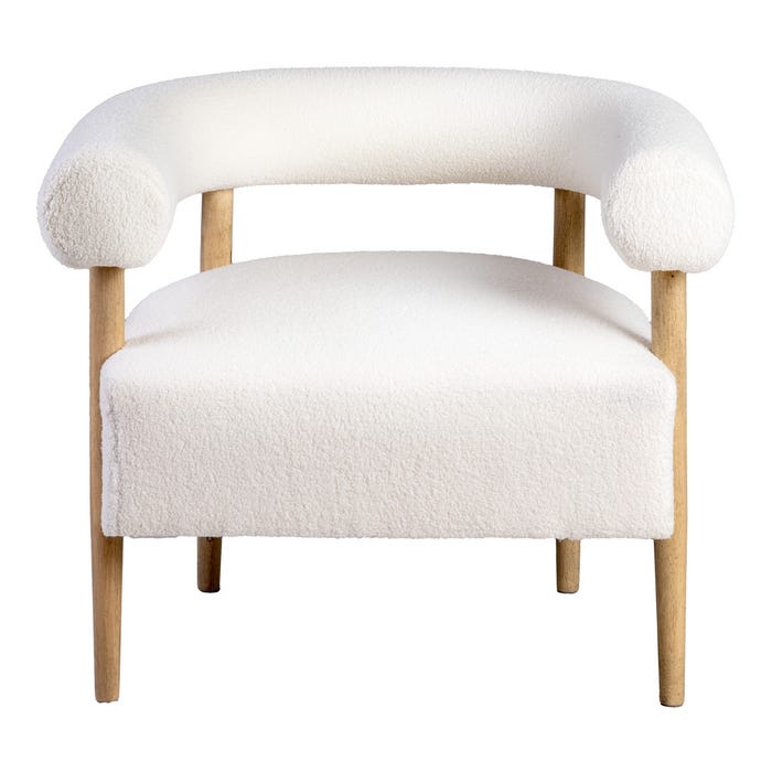 Sillón Beige Tejido-Madera Salón 80 X 67 X 69 Cm