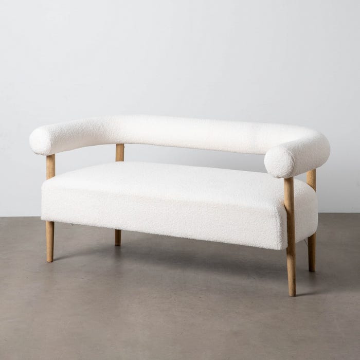 Sofá 2 Plazas Beige Tejido-Madera Salón 143 X 67 X 69 Cm