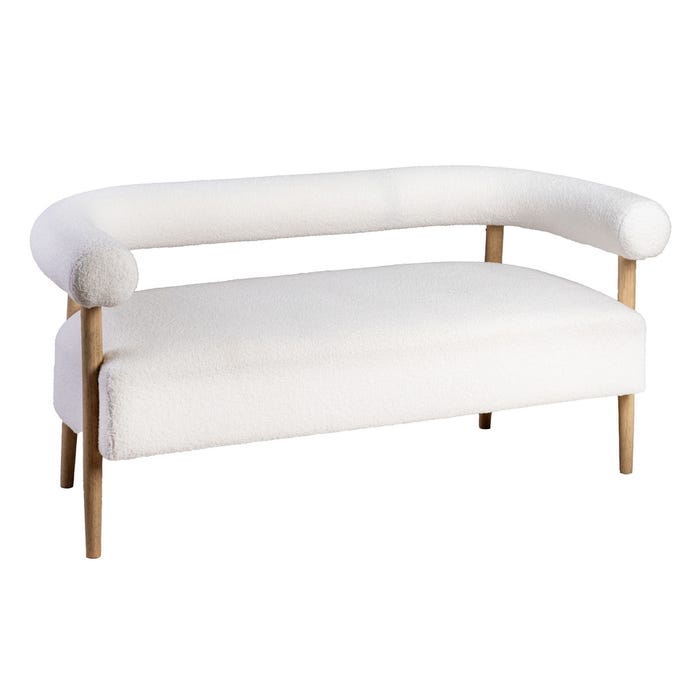 Sofá 2 Plazas Beige Tejido-Madera Salón 143 X 67 X 69 Cm