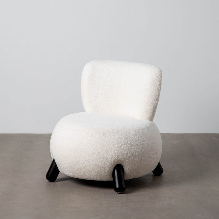 Sillón Blanco-Negro Tejido-Madera Salón 73 X 75 X 74,50 Cm