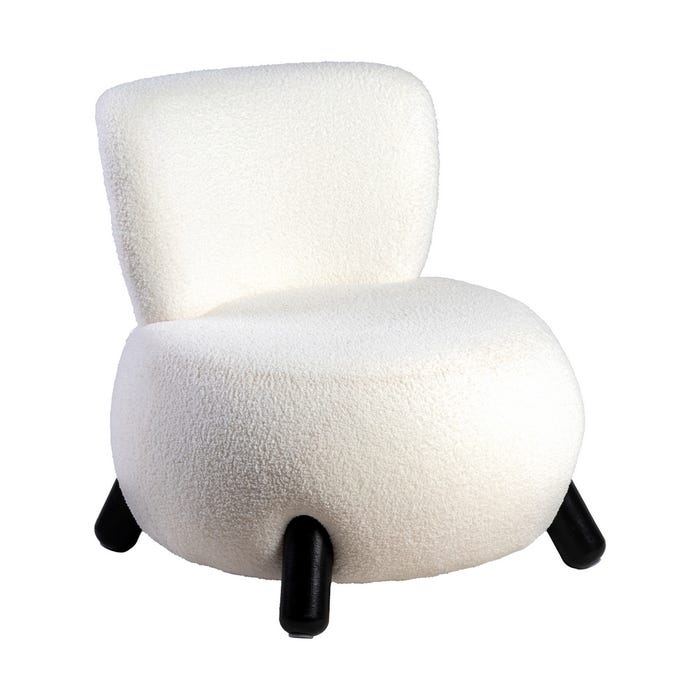 Sillón Blanco-Negro Tejido-Madera Salón 73 X 75 X 74,50 Cm