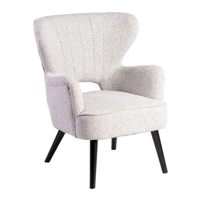 Sillón Jaspeado Crudo Tejido-Madera 70 X 74 X 90 Cm