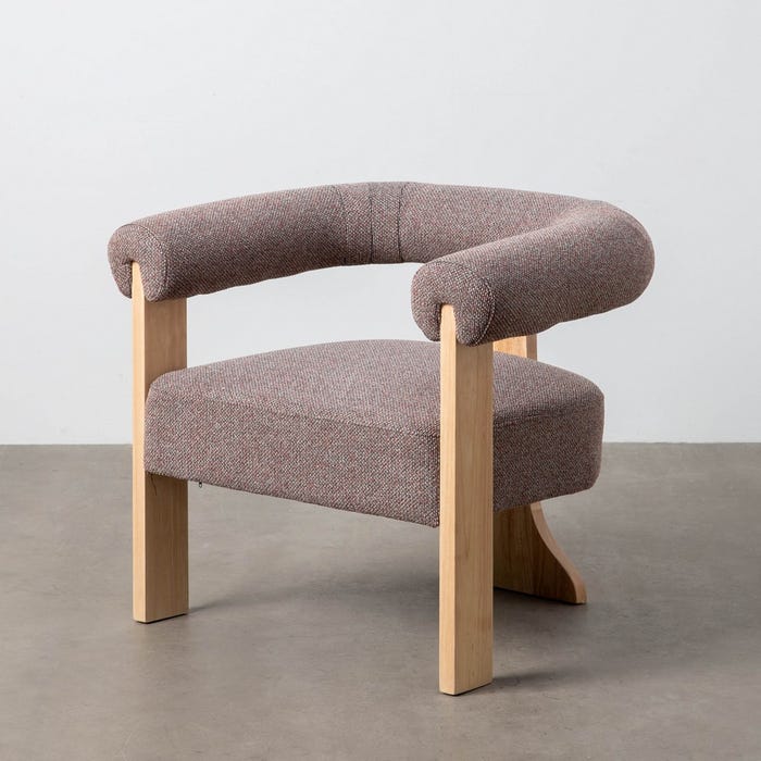 Sillón Jaspeado Gris-Rosa Tejido-Madera 84 X 69 X 72 Cm