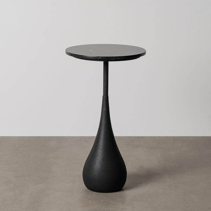 Mesita Negro Metal-Mármol 35 X 35 X 62 Cm