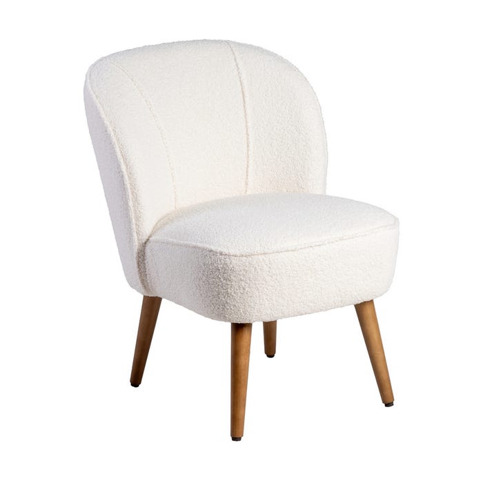 Sillón Beige Madera De Caucho Salón 54 X 64 X 73 Cm