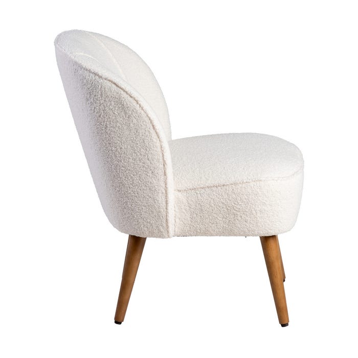 Sillón Beige Madera De Caucho Salón 54 X 64 X 73 Cm