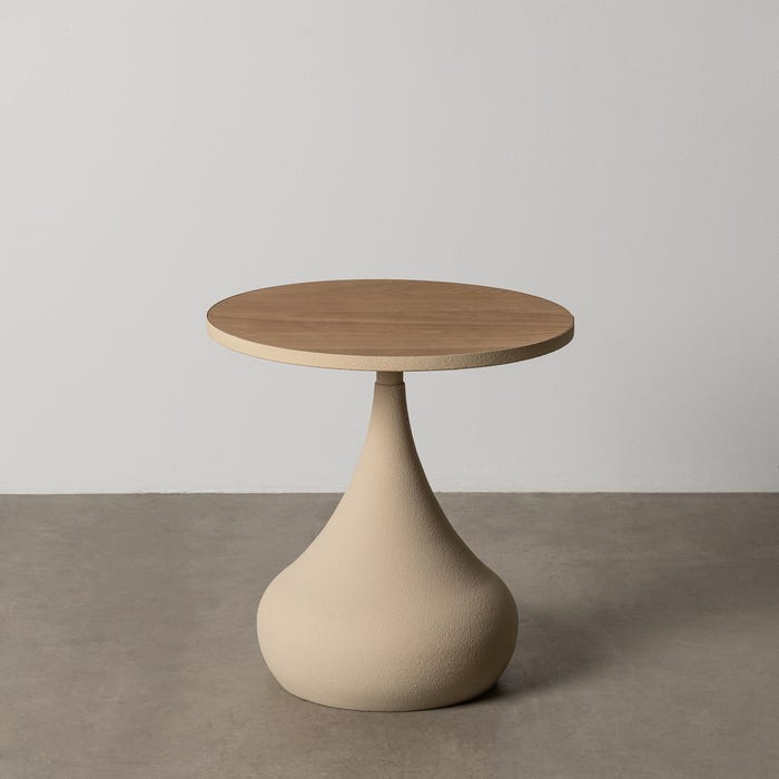 Mesita Natural-Blanco Dm-Metal 45 X 45 X 43 Cm