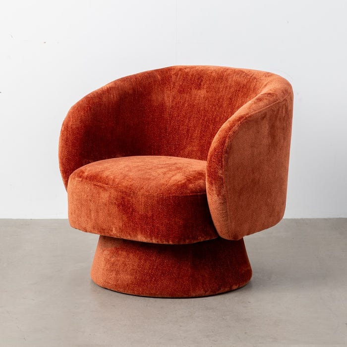 Sillón Giratorio Terracota Tejido Salón 78 X 79 X 77 Cm