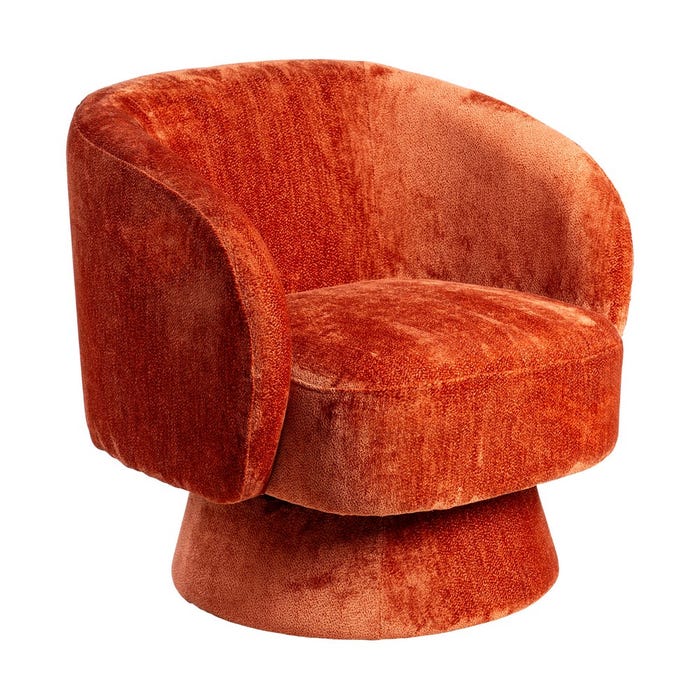 Sillón Giratorio Terracota Tejido Salón 78 X 79 X 77 Cm