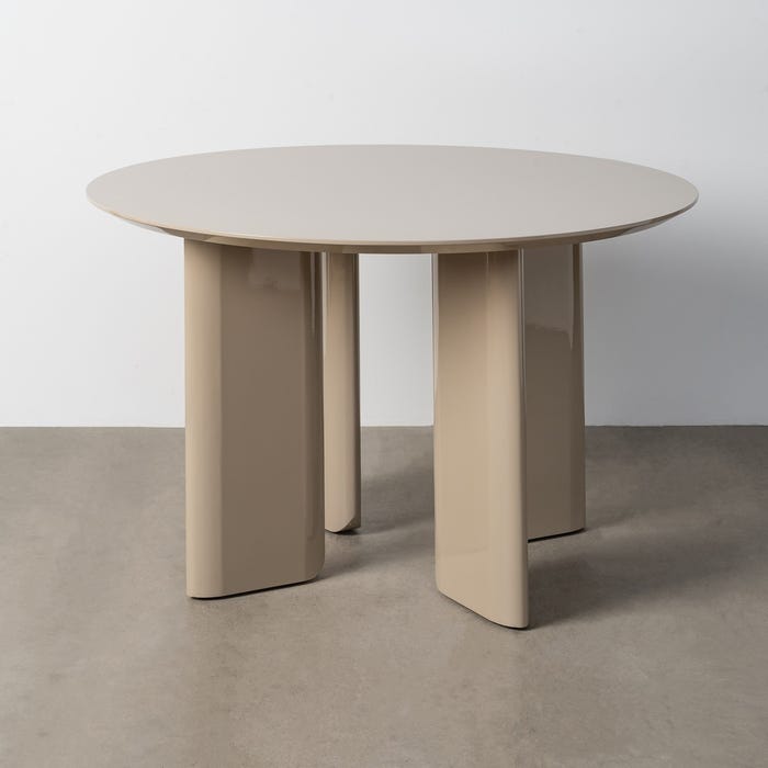 Mesa Comedor Alto Brillo Taupe Dm 120 X 120 X 75 Cm