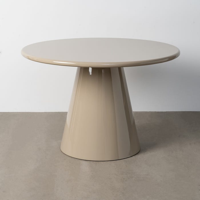 Mesa Comedor Alto Brillo Taupe Dm 120 X 120 X 75 Cm