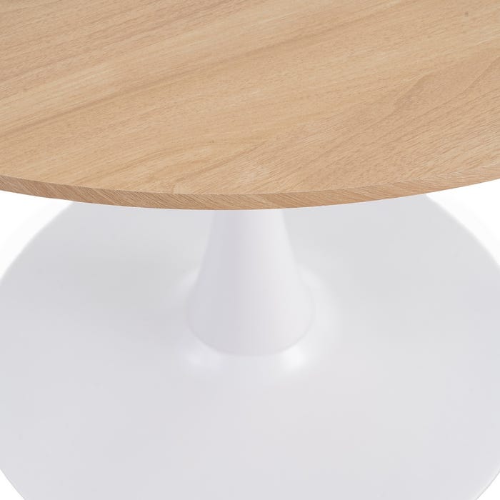 Mesa Comedor Natural-Blanco Dm-Metal 100 X 100 X 75 Cm