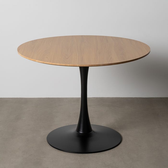 Mesa Comedor Natural-Blanco Dm-Metal 100 X 100 X 75 Cm