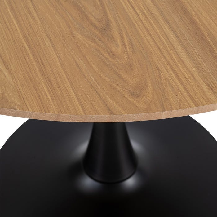 Mesa Comedor Natural-Negro Dm-Metal 100 X 100 X 75 Cm