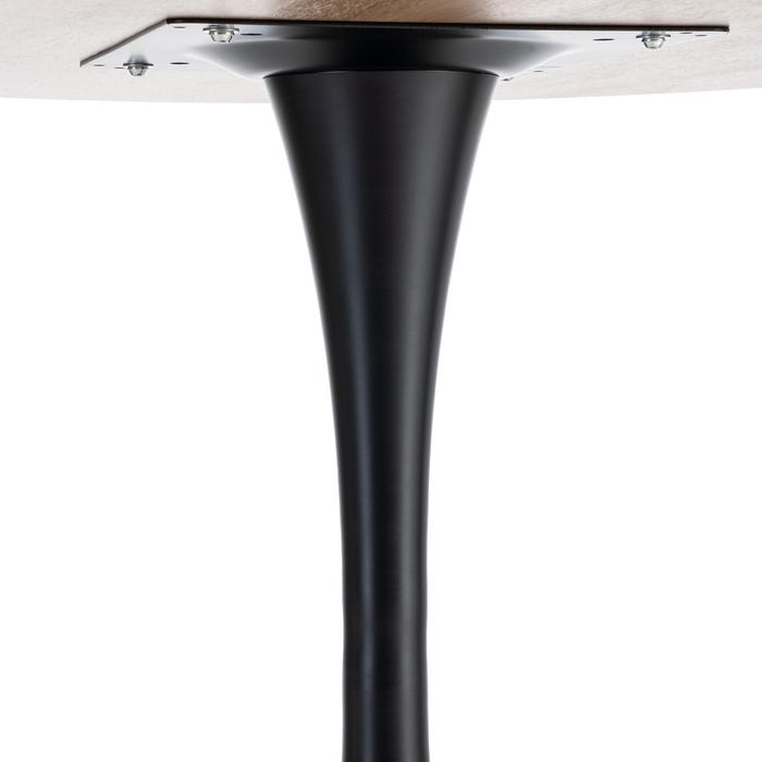 Mesa Comedor Natural-Negro Dm-Metal 100 X 100 X 75 Cm