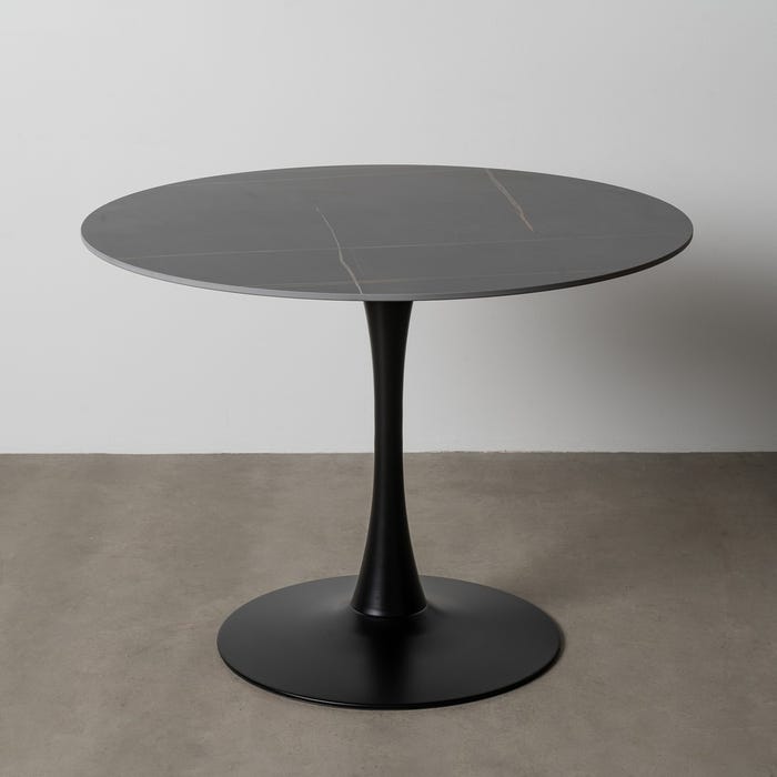 Mesa Comedor Negro Piedra Sinterizada 100 X 100 X 75 Cm