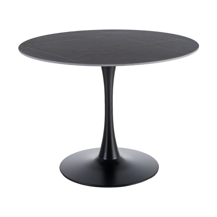 Mesa Comedor Negro Piedra Sinterizada 100 X 100 X 75 Cm