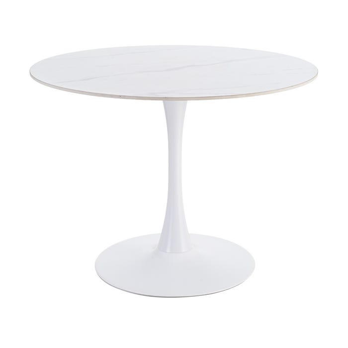 Mesa Comedor Blanco Piedra Sinterizada 100 X 100 X 75 Cm
