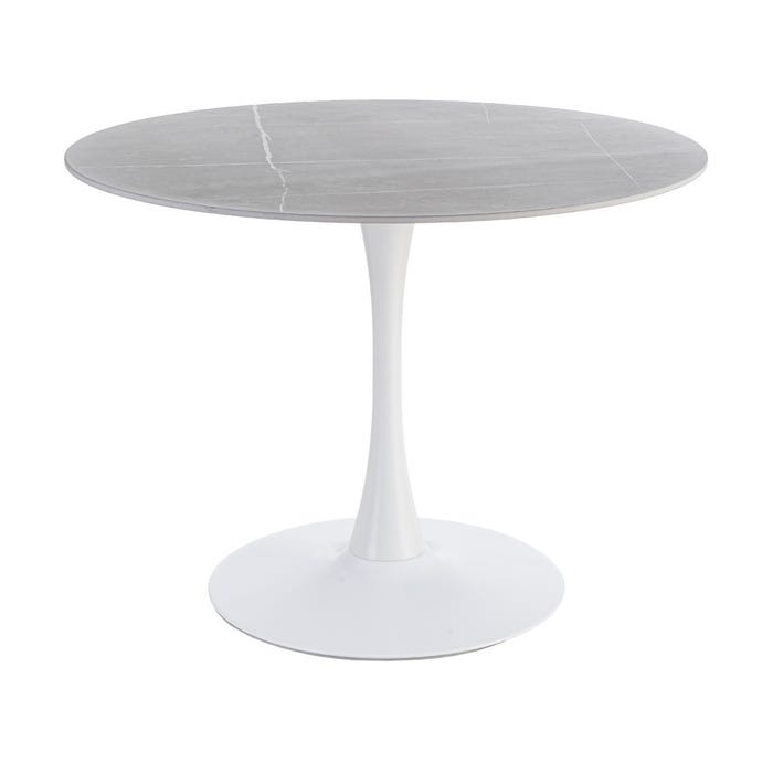 Mesa Comedor Gris Piedra Sinterizada 100 X 100 X 75 Cm