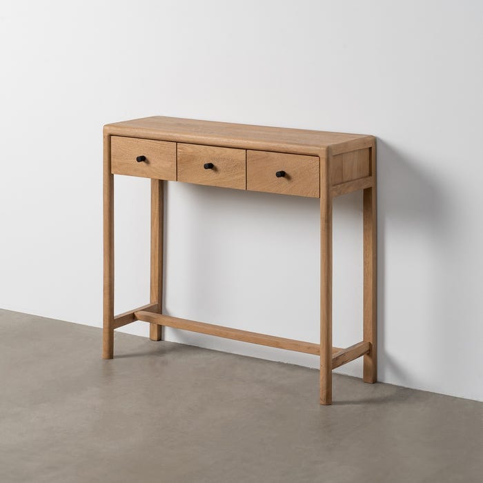 Consola Natural Madera De Mango Entrada 90 X 30 X 80 Cm
