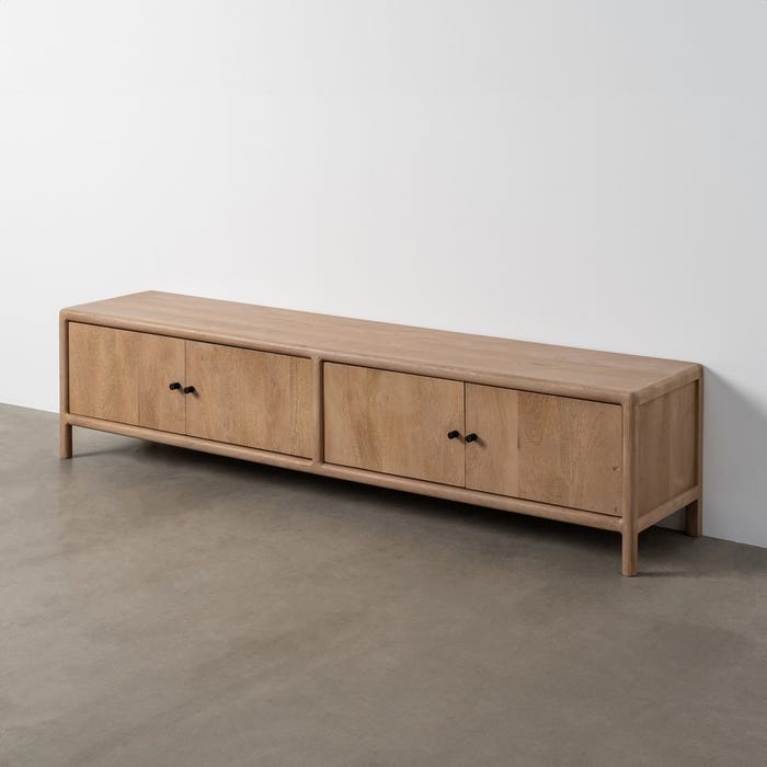 Mueble Tv Natural Madera De Mango Salón 190 X 40 X 45 Cm