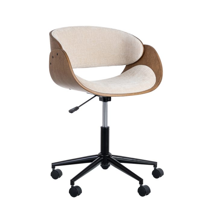Silla Ruedas Crema-Marrón Tejido-Madera 59 X 64 X 88 Cm