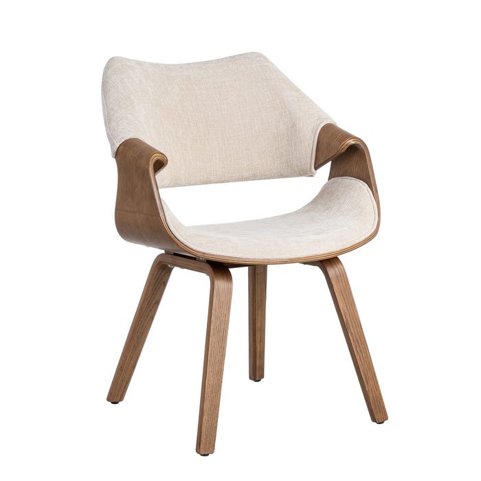 Silla Crema-Marrón Tejido-Madera 61 X 56 X 82 Cm