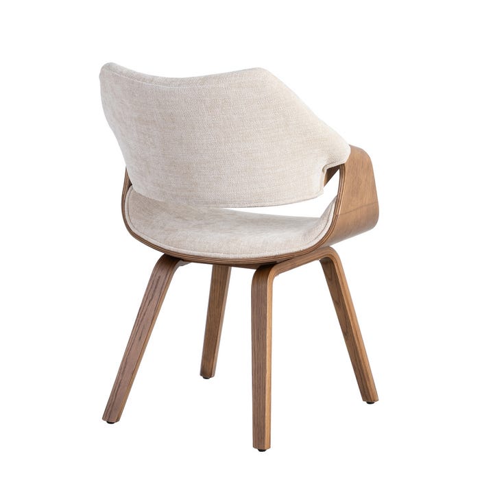 Silla Crema-Marrón Tejido-Madera 61 X 56 X 82 Cm