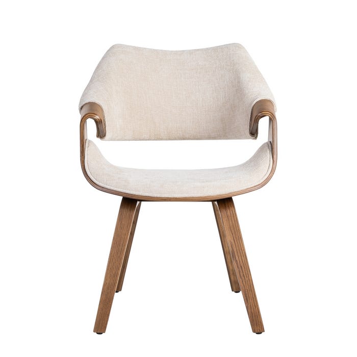 Silla Crema-Marrón Tejido-Madera 61 X 56 X 82 Cm