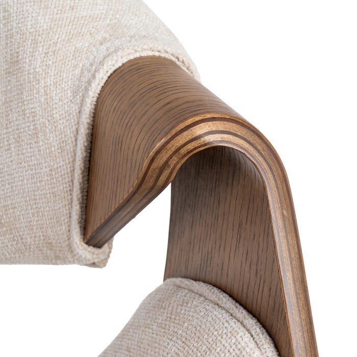 Silla Crema-Marrón Tejido-Madera 61 X 56 X 82 Cm