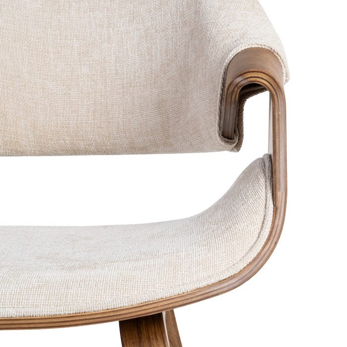 Silla Crema-Marrón Tejido-Madera 61 X 56 X 82 Cm