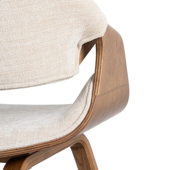 Silla Crema-Marrón Tejido-Madera 61 X 56 X 82 Cm