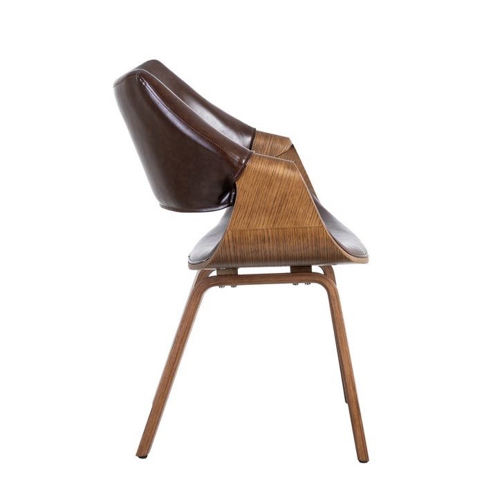 Silla Marrón Madera / Simil Piel 61 X 56 X 82 Cm