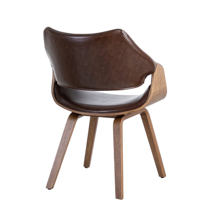 Silla Marrón Madera / Simil Piel 61 X 56 X 82 Cm