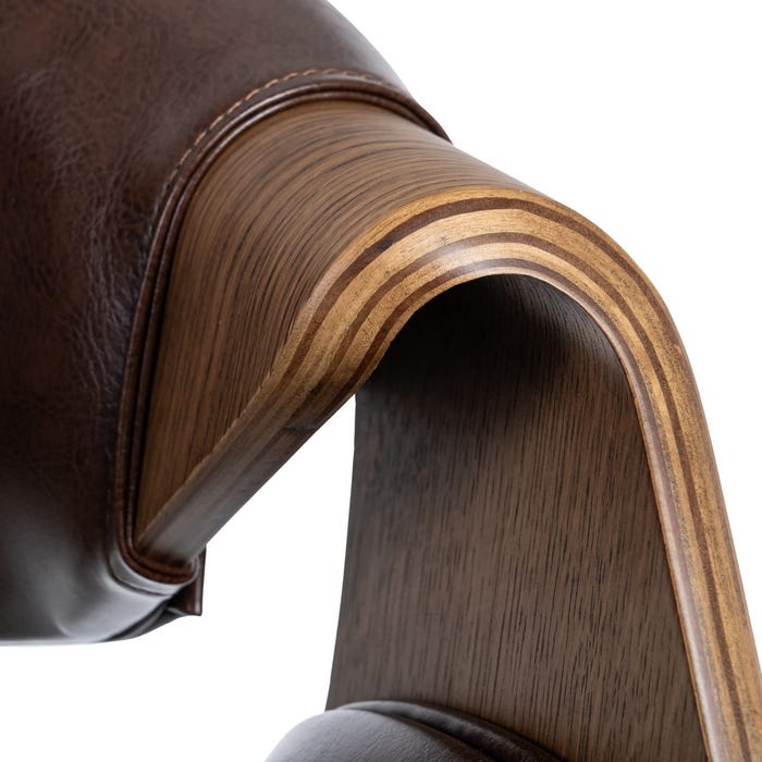 Silla Marrón Madera / Simil Piel 61 X 56 X 82 Cm