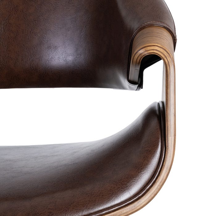 Silla Marrón Madera / Simil Piel 61 X 56 X 82 Cm