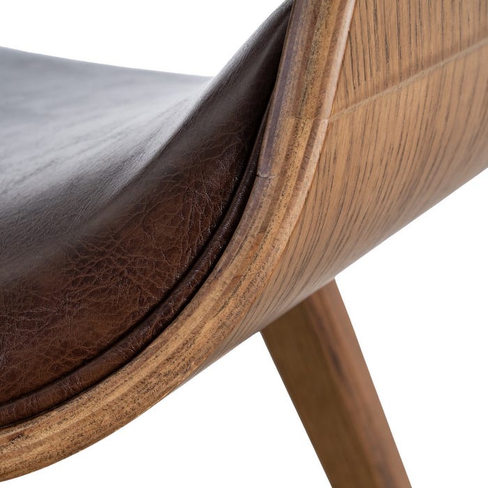 Silla Marrón Madera / Simil Piel 61 X 56 X 82 Cm