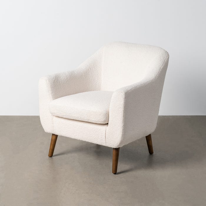 Sillón Blanco Tejido-Madera 74 X 68 X 76 Cm