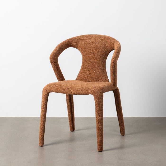 Silla Jaspeado Marrón Tejido Salón 52,50 X 59 X 79 Cm